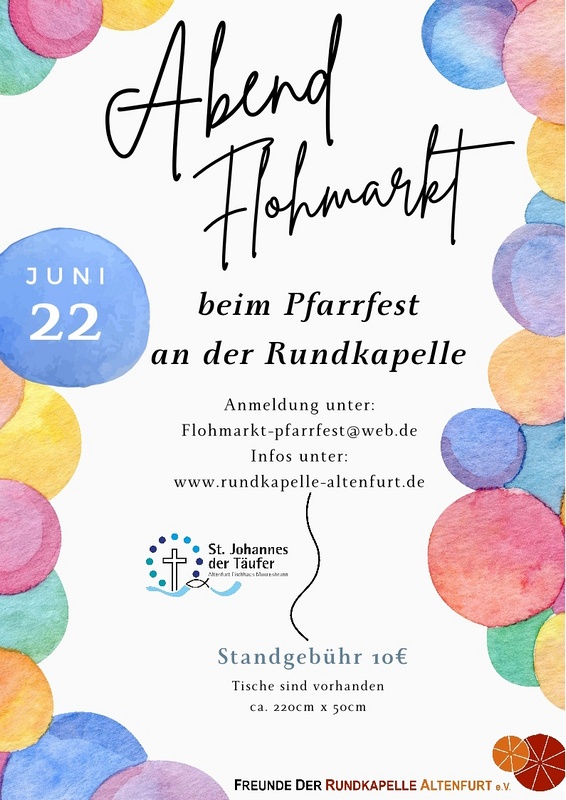 Abend-Flohmarkt 22. Juni 2024 ab 17:00 an der Rundkapelle