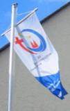 [The WYD-Flag at the porch of our church]