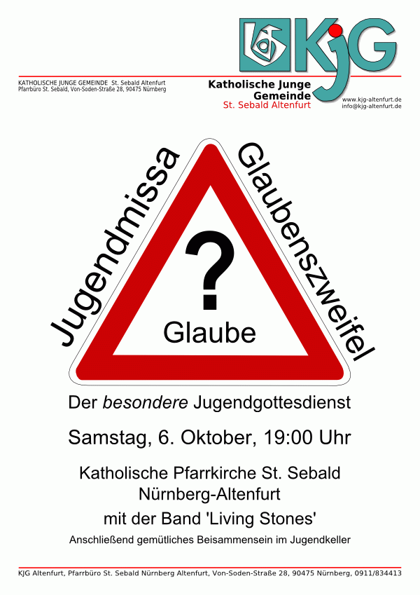 Plakat für die Juegndmissa